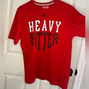 adidas Men's Red 'Heavy Hitter' Short Sleeve Graphic Tee
